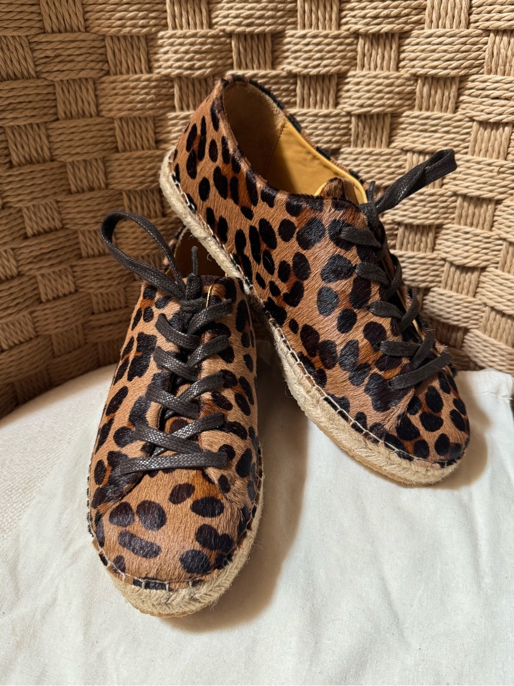 Sezane Julie Leopard Print Espadrille Sneakers - Women size 39 NWOB